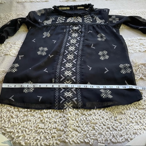 Maison Scotch Mademoiselle Top Blouse Black Aztec - Picture 14 of 16